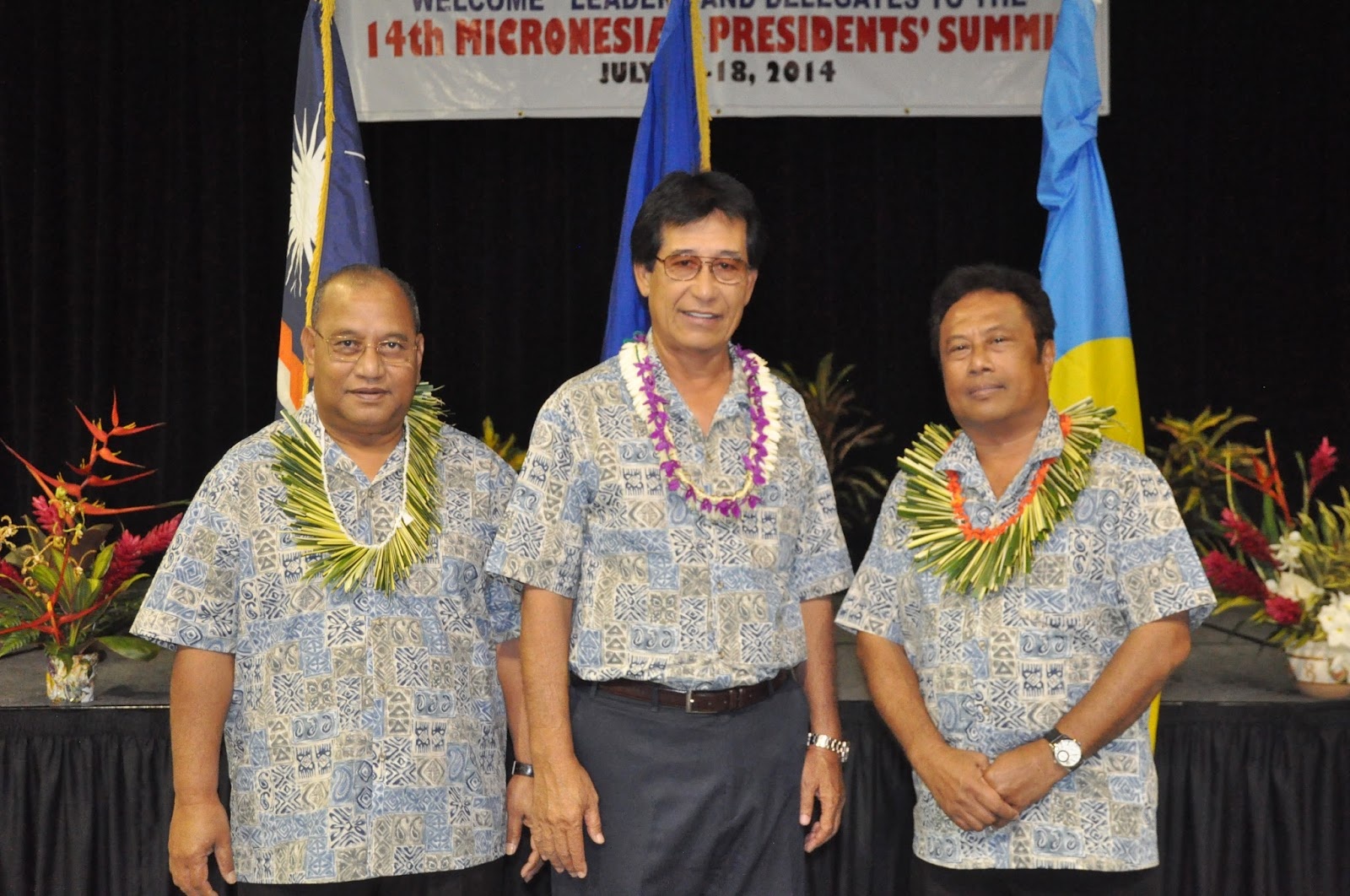 左：ロヤック大統領（マーシャル）中央：モリ大統領（ミクロネシア連邦）右：レメンゲサウ大統領（パラオ）© FSM Public Information Office, the President's Office