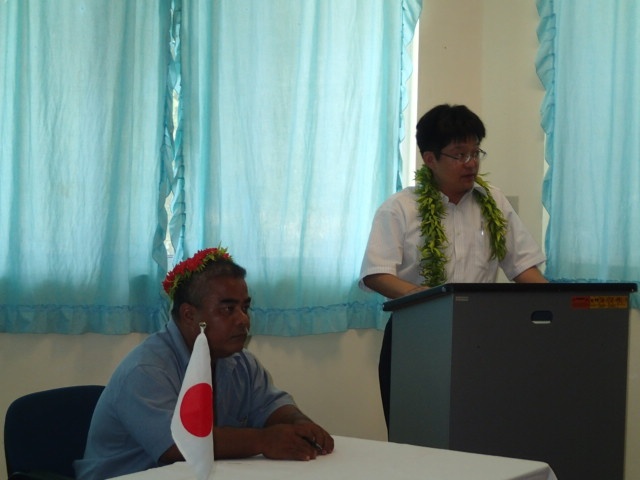Mr.Sato giving a speech