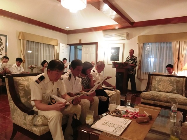 Ambassador Sakai making welcome speech at his residence