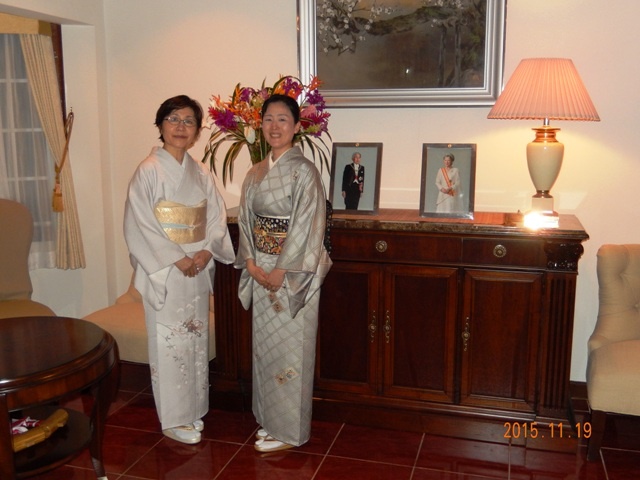 (right) Madam (left) Mrs Sato, in Japanese kimono