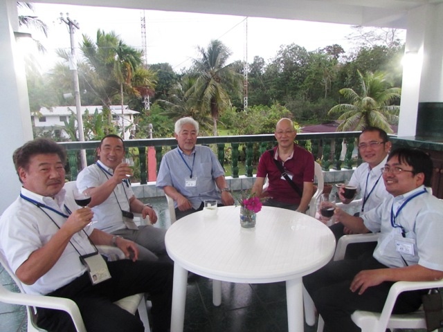 Researchers and sailors are enjoying the fellowship reception at Ambassador's residence